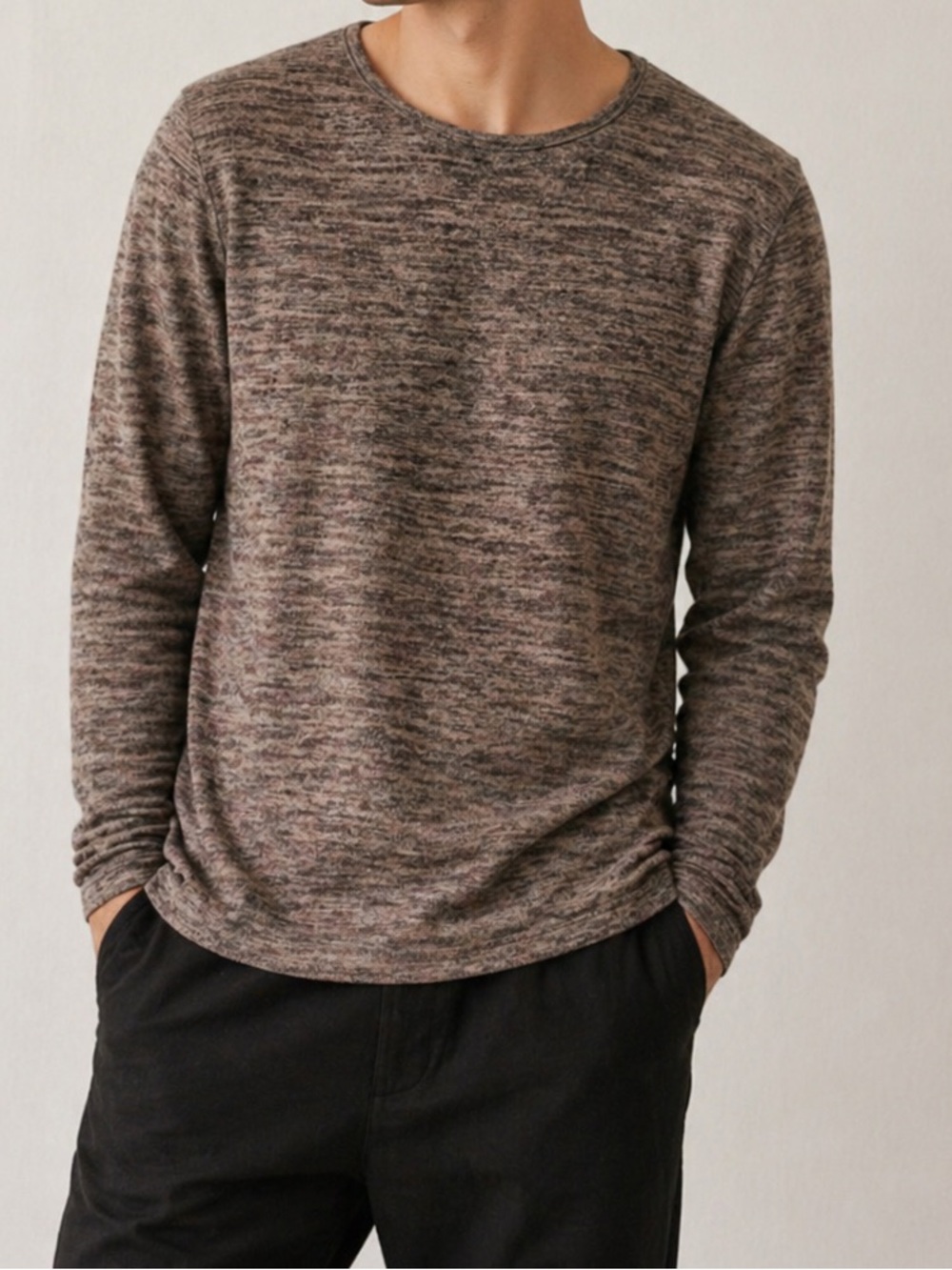 Karl Mommoo Homme Made In Italy Marble Brown Long Sleeve Tee XL